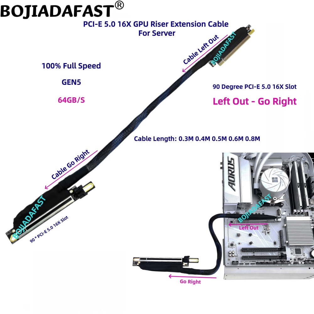 90 Degree PCI-E 5.0 16X to PCI - Pcie 5.0 Gpu Riser Cable recension och pris